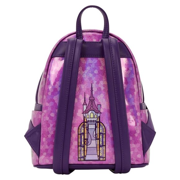 Loungefly Disney Stained Glass Rapunzel Tangled Backpack and Ears NWT - Picture 5 of 9